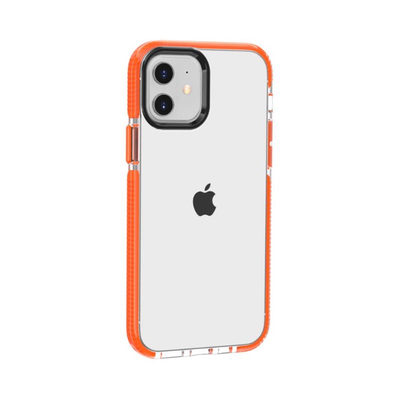 Etui iPhone 12 / 12 Pro Szary Czarny Przezroczyste Silikonowe Krawędzie Etui Ochronne