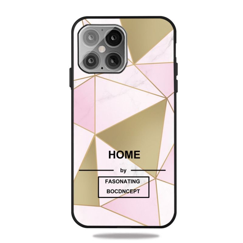 Etui iPhone 12 / 12 Pro Szary Czarny Stylizowany Marmur