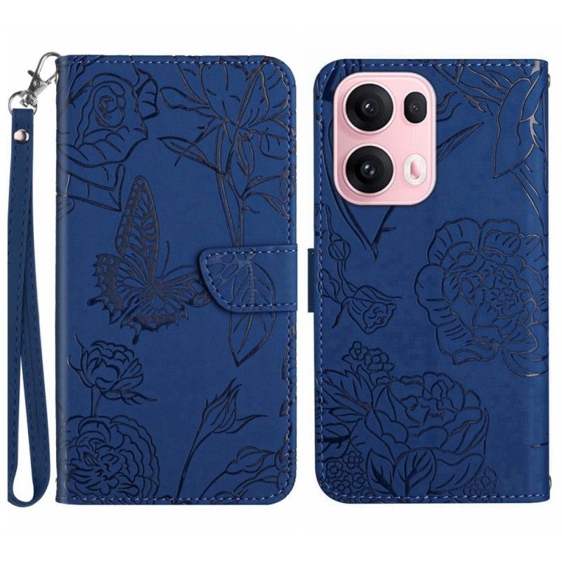 Etui Folio Oppo Reno 13 Pro 5g Nadruk Motyla Z Paskiem