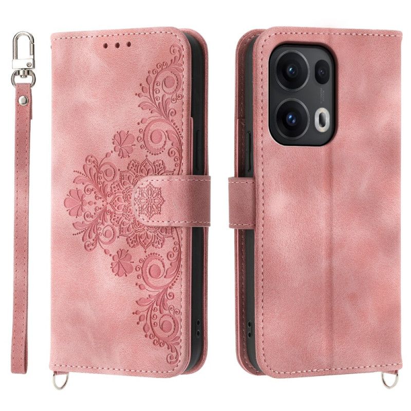 Etui Folio Oppo Reno 13 Pro 5g Wzór Kwiatowy Z Paskiem Na Ramię Etui Ochronne