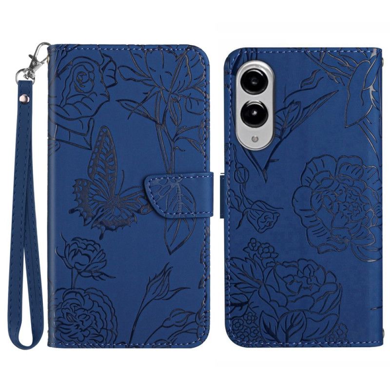Etui Folio Do Samsung Galaxy S25 5g Edge Nadruk Motyla Z Paskiem