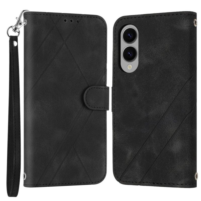 Etui Folio Do Samsung Galaxy S25 5g Edge Pasek Z Nadrukowanymi Liniami