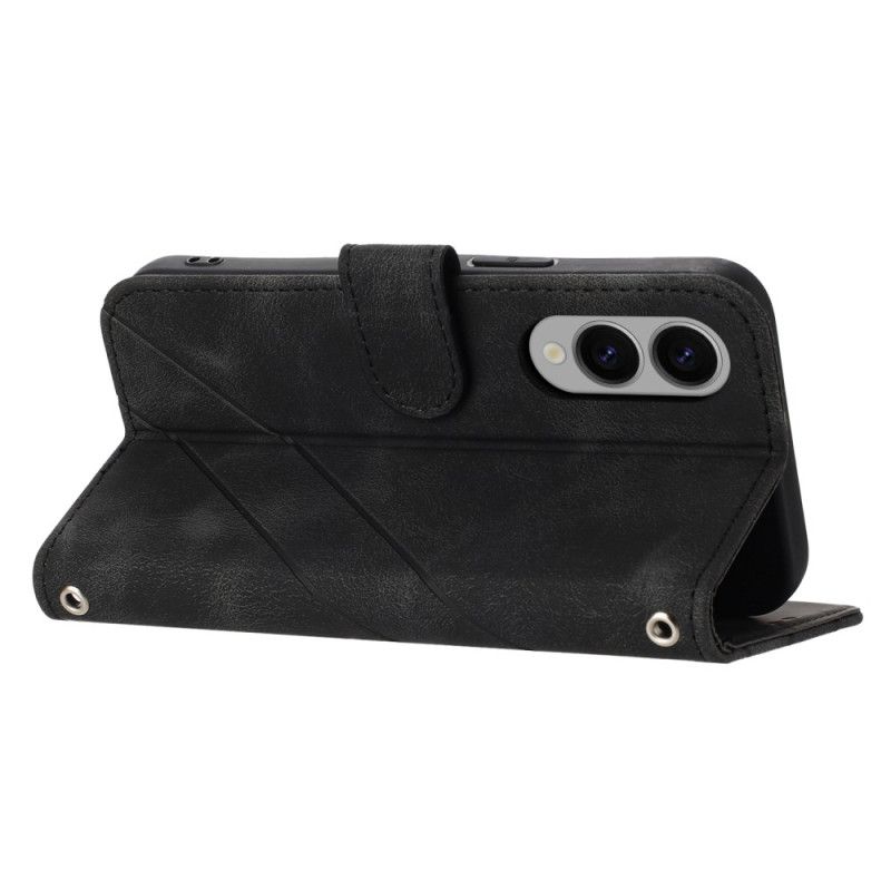 Etui Folio Do Samsung Galaxy S25 5g Edge Pasek Z Nadrukowanymi Liniami