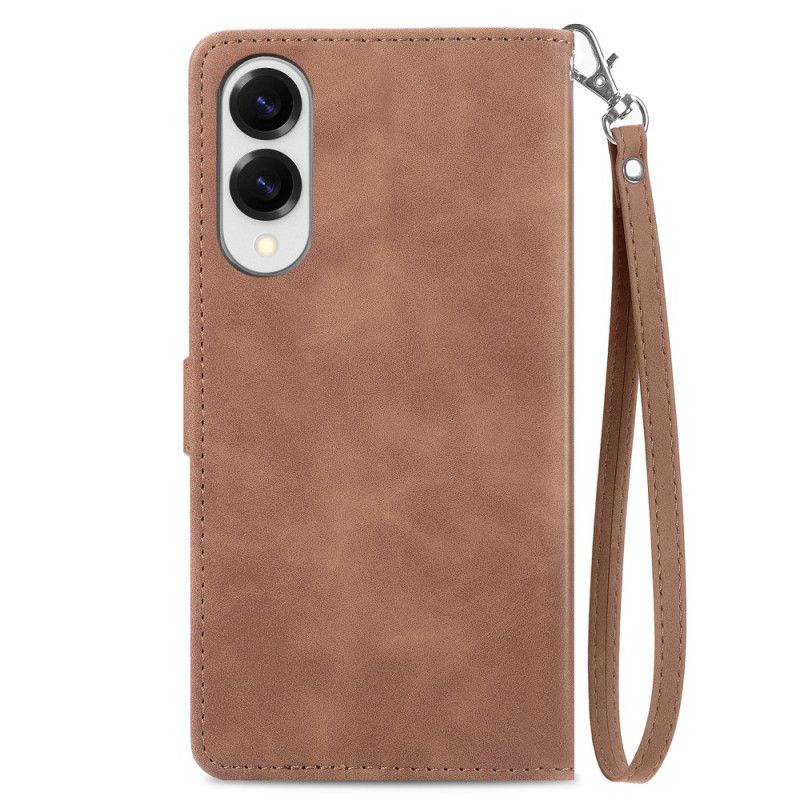 Etui Folio Do Samsung Galaxy S25 5g Edge Portfel Z Zamkiem Błyskawicznym W Kwiatowy Wzór