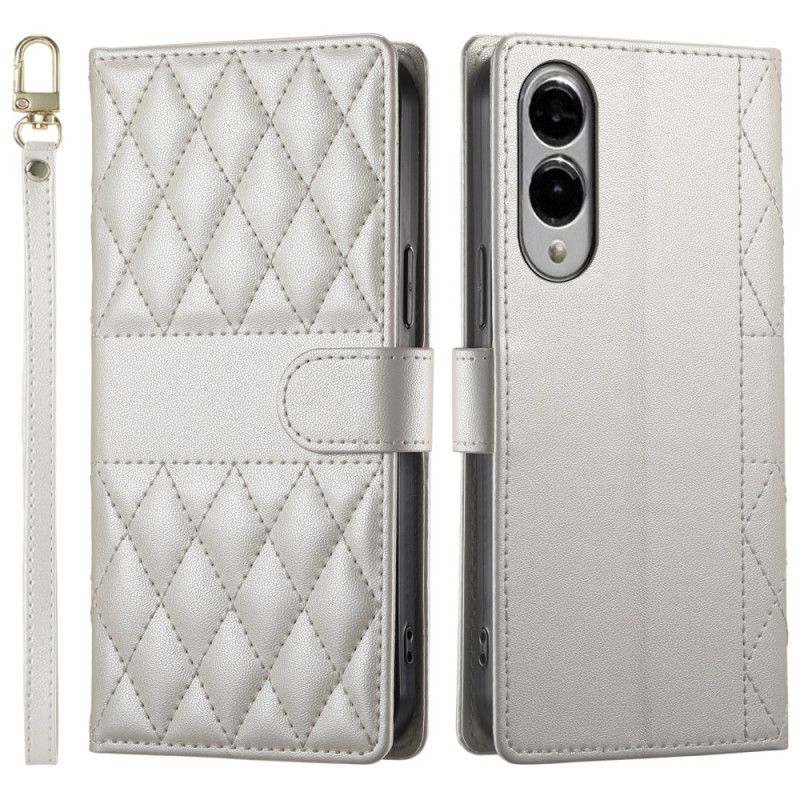 Etui Folio Samsung Galaxy S25 5g Edge Pikowane Z Paskiem I Paskiem Na Ramię Etui Ochronne