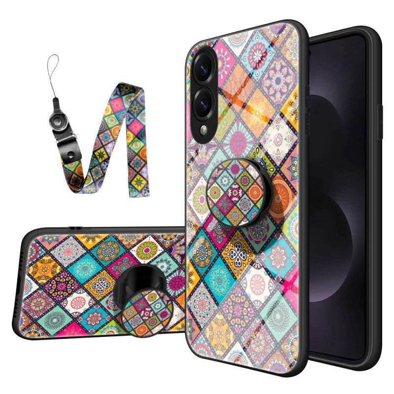 Etui Samsung Galaxy S25 5g Edge Stojak I Smycz W Patchworkowy Wzór Etui Ochronne
