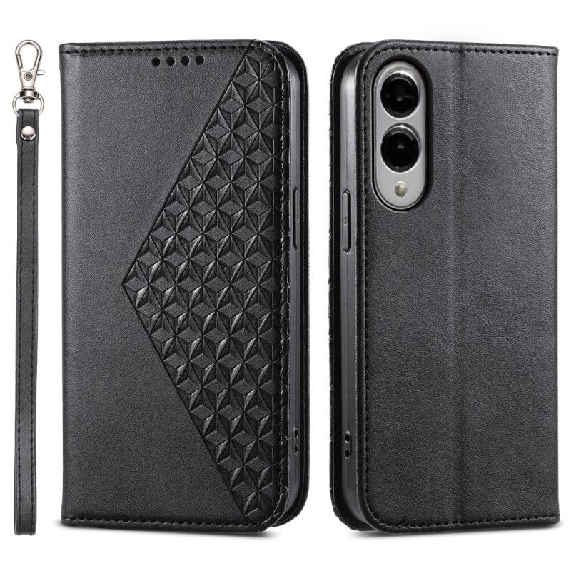 Flip Kotelot Samsung Galaxy S25 5g Edge Wzór W Romby Pasek Etui Ochronne