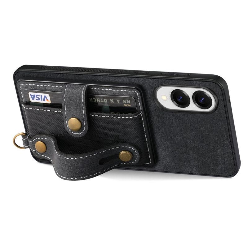 Futerały Samsung Galaxy S25 5g Edge Etui Na Telefon Etui Na Karty I Pasek Na Nadgarstek W Stylu Retro