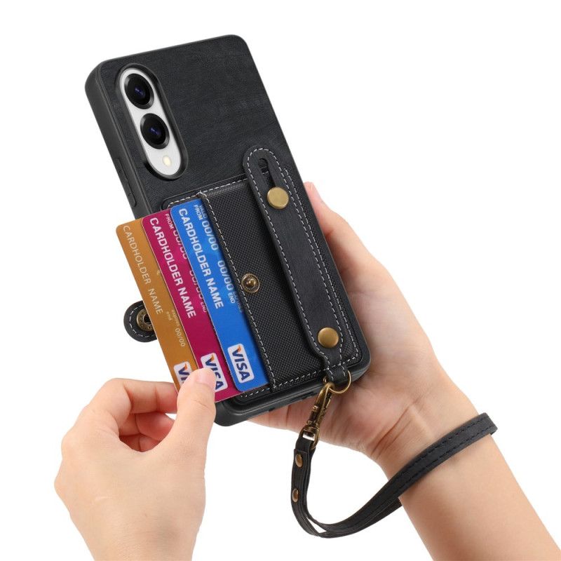 Futerały Samsung Galaxy S25 5g Edge Etui Na Telefon Etui Na Karty I Pasek Na Nadgarstek W Stylu Retro