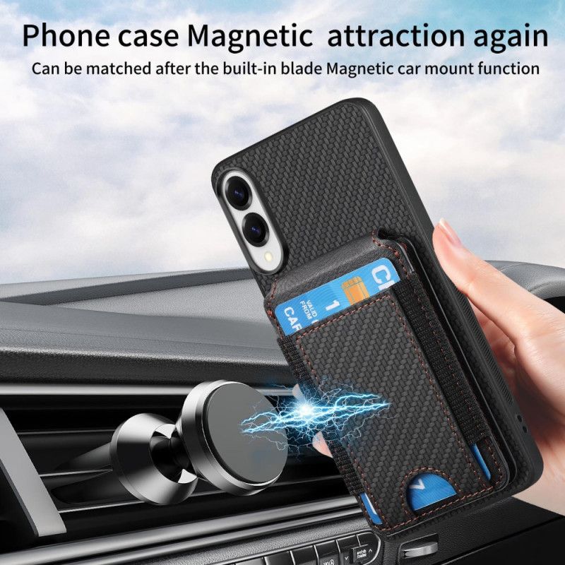 Futerały Samsung Galaxy S25 5g Edge Etui Na Telefon Etui Na Karty I Podstawka Z Włókna Węglowego Premium