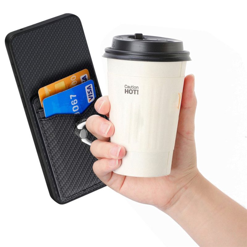 Futerały Samsung Galaxy S25 5g Edge Etui Na Telefon Włókno Węglowe Z Uchwytem Na Karty I Podstawką