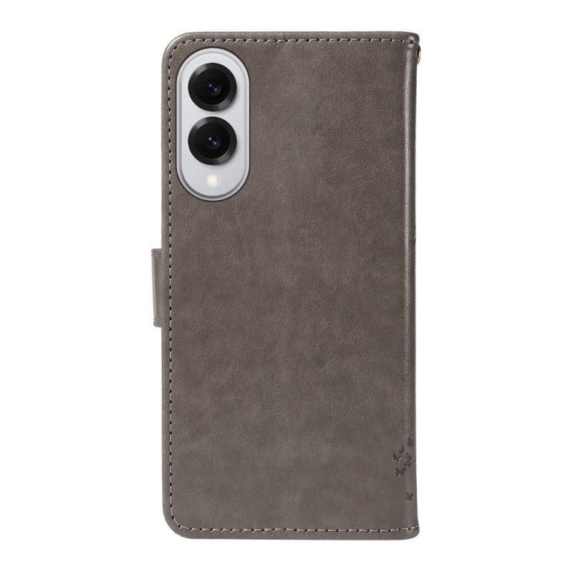 Skórzany Futerał Samsung Galaxy S25 5g Edge Etui Na Telefon Drzewo I Kot