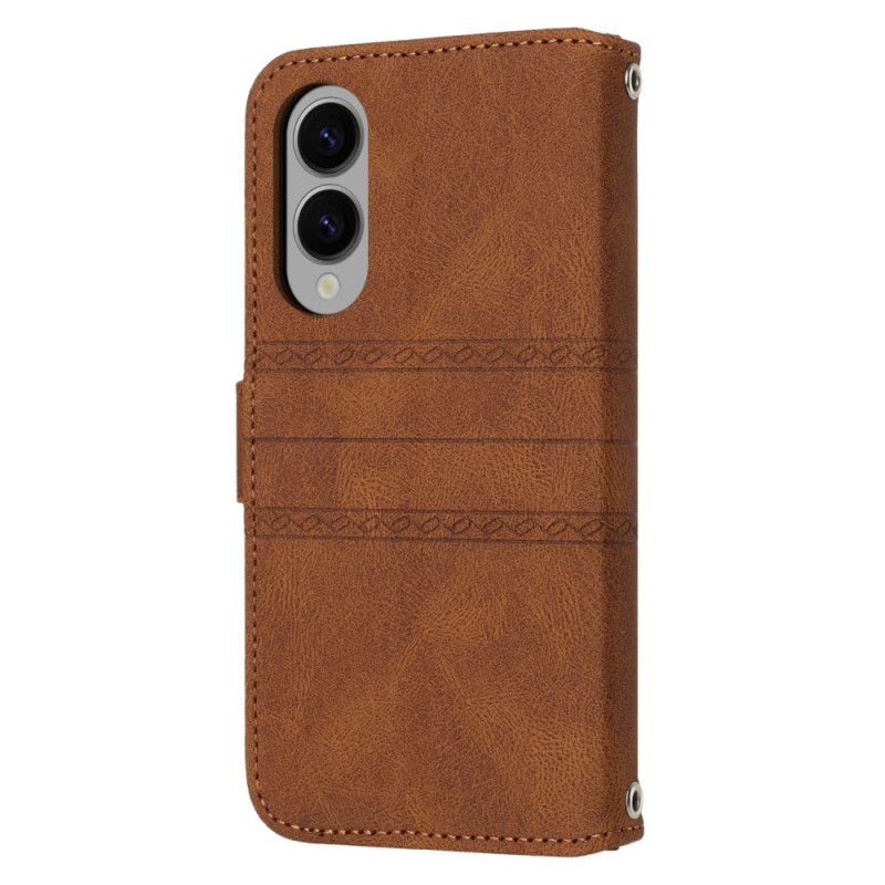 Skórzany Futerał Samsung Galaxy S25 5g Edge Etui Na Telefon Fryz Na Pasek