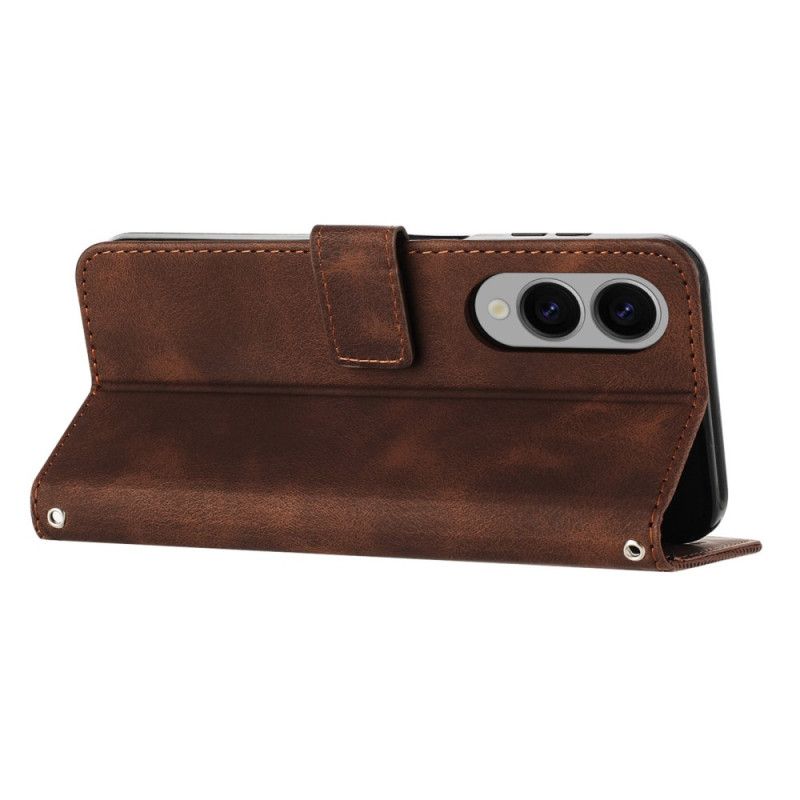 Skórzany Futerał Samsung Galaxy S25 5g Edge Etui Na Telefon Geometryczny Design