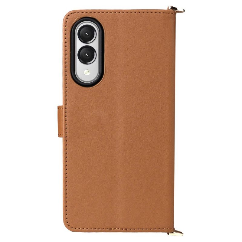 Skórzany Futerał Samsung Galaxy S25 5g Edge Etui Na Telefon Pikowany Z Paskiem I Paskiem Na Ramię