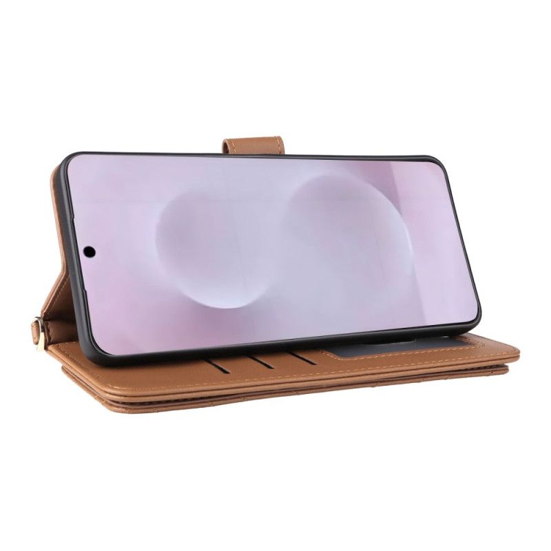 Skórzany Futerał Samsung Galaxy S25 5g Edge Etui Na Telefon Pikowany Z Paskiem I Paskiem Na Ramię