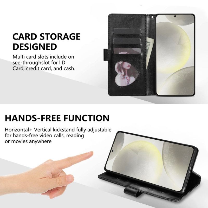 Skórzany Futerał Samsung Galaxy S25 5g Edge Etui Na Telefon Portfel Z Cekinami