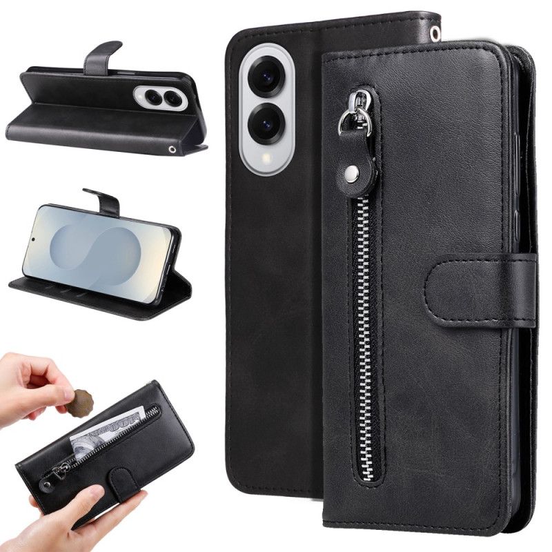 Skórzany Futerał Samsung Galaxy S25 5g Edge Etui Na Telefon Saszetka Zapinana Na Zamek