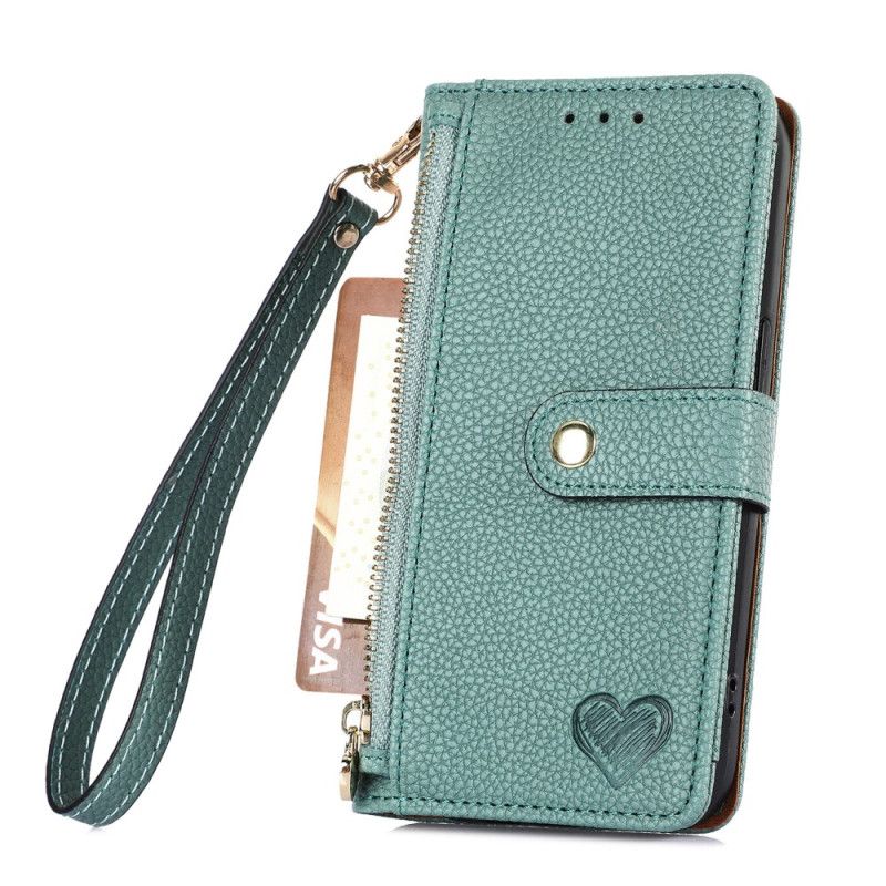 Skórzany Futerał Samsung Galaxy S25 5g Edge Etui Na Telefon Wzór Serca Rfid