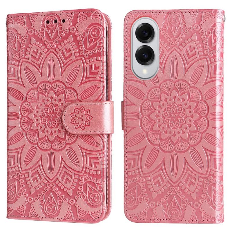 Skórzany Futerał Samsung Galaxy S25 5g Edge Etui Na Telefon Wzór Słonecznika