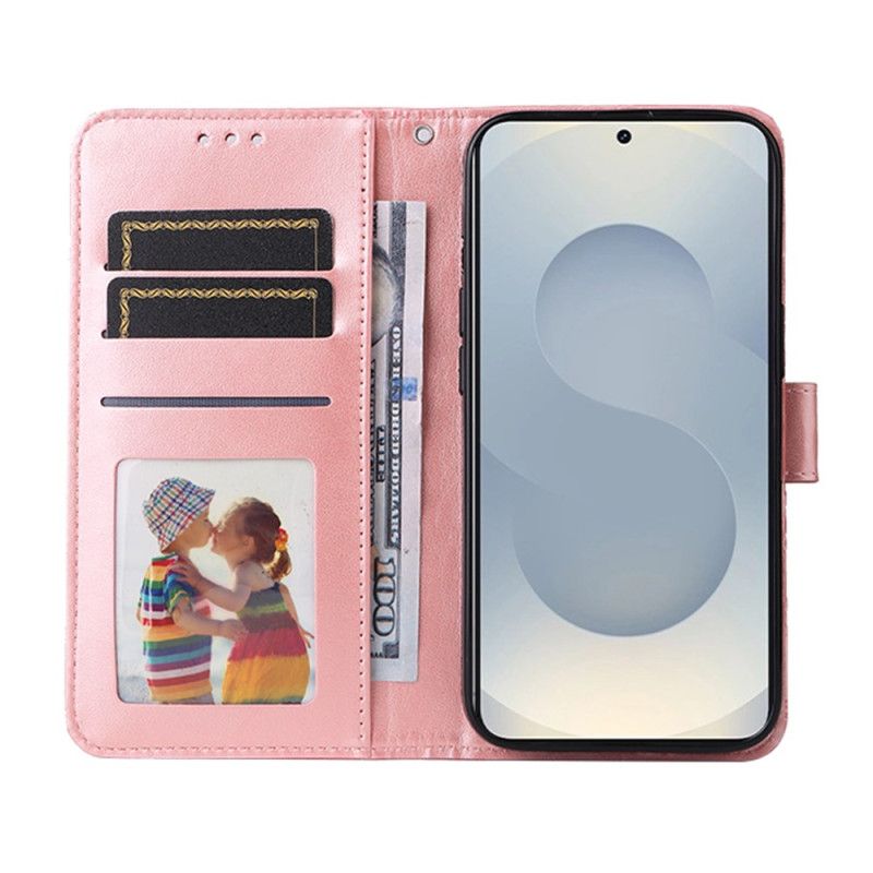 Skórzany Futerał Samsung Galaxy S25 5g Edge Etui Na Telefon Wzór Słonecznika