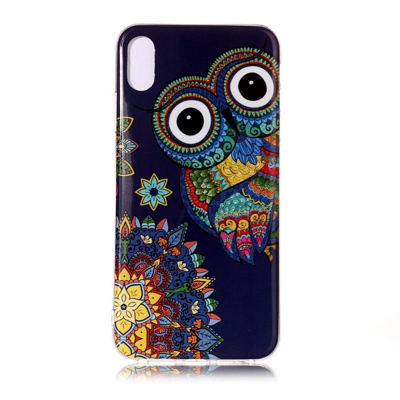 Etui iPhone XR Fluorescencyjna Sowa Mandala Etui Ochronne