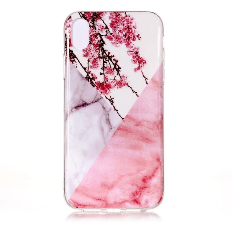 Etui iPhone XR Marmurkowe Kwiaty Śliwki