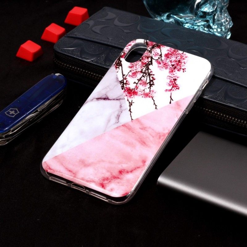 Etui iPhone XR Marmurkowe Kwiaty Śliwki