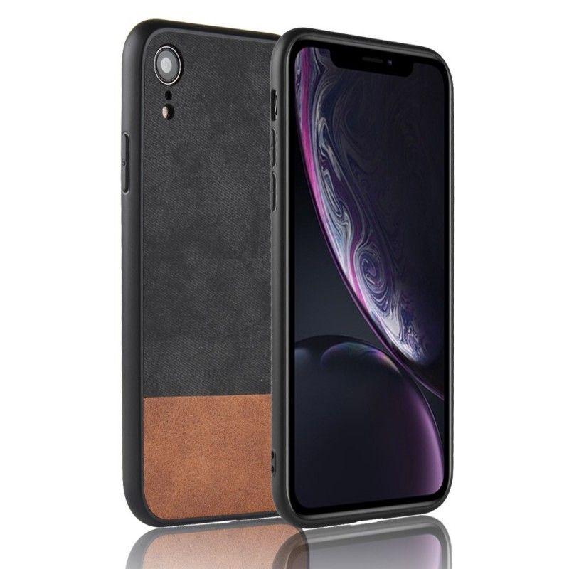 Etui iPhone XR Szary Czarny Dwukolorowa Imitacja Skóry Etui Ochronne