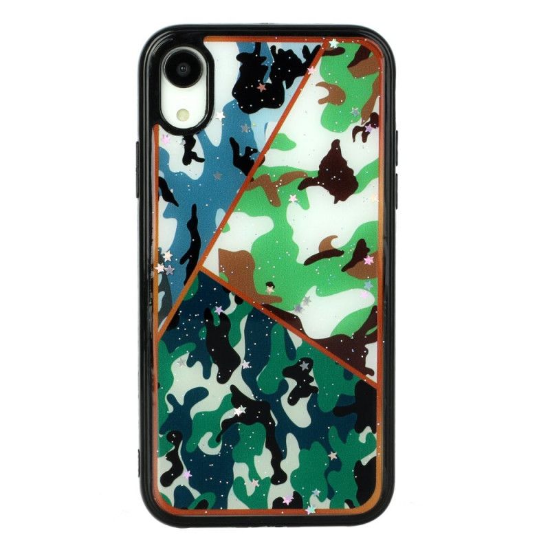 Futerały iPhone XR Brązowy Zielony Kamuflaż Z Marmuru Silikonowego I Epoksydowego