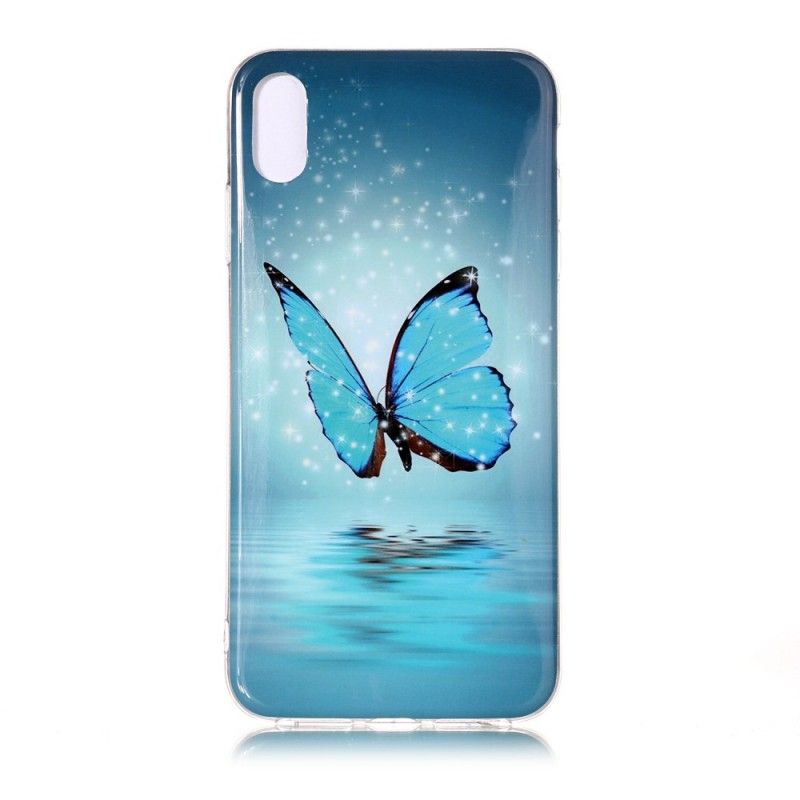 Futerały iPhone XR Etui na Telefon Fluorescencyjny Niebieski Motyl