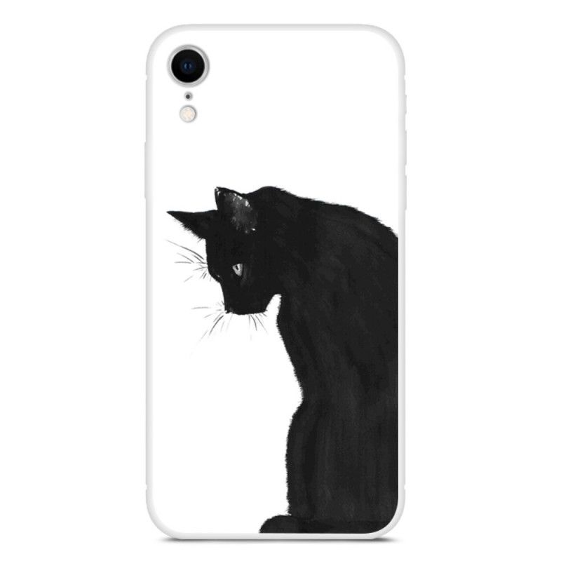 Futerały iPhone XR Etui na Telefon Zamyślony Czarny Kot