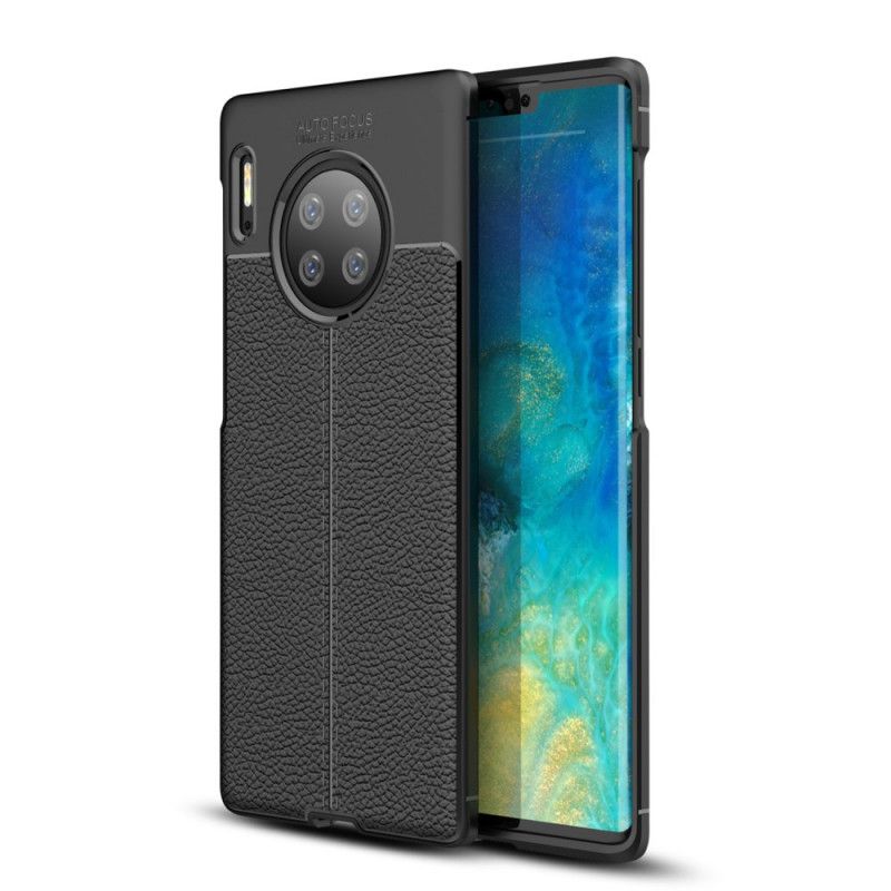 Etui Huawei Mate 30 Pro Czerwony Czarny Efekt Skóry Z Podwójną Linią Liczi