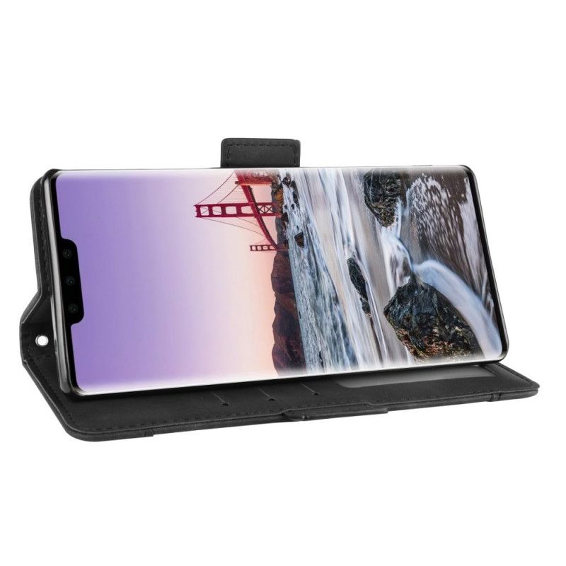 Skórzany Futerał Huawei Mate 30 Pro Czerwony Czarny Etui na Telefon Multikarta Pierwszej Klasy