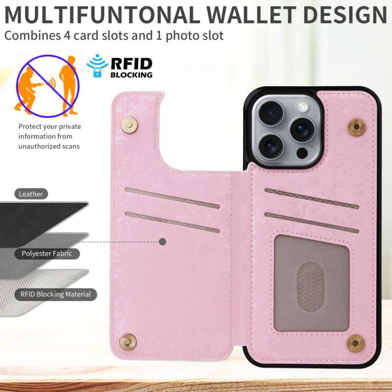 Futerały iPhone 16 Pro Max Etui Na Telefon Etui Na Karty Kwiatowe Blokujące Rfid