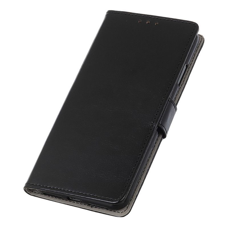 Skórzany Futerał Sony Xperia 1 II Jasnoniebieski Czarny Etui na Telefon Klasyczny Efekt Skóry