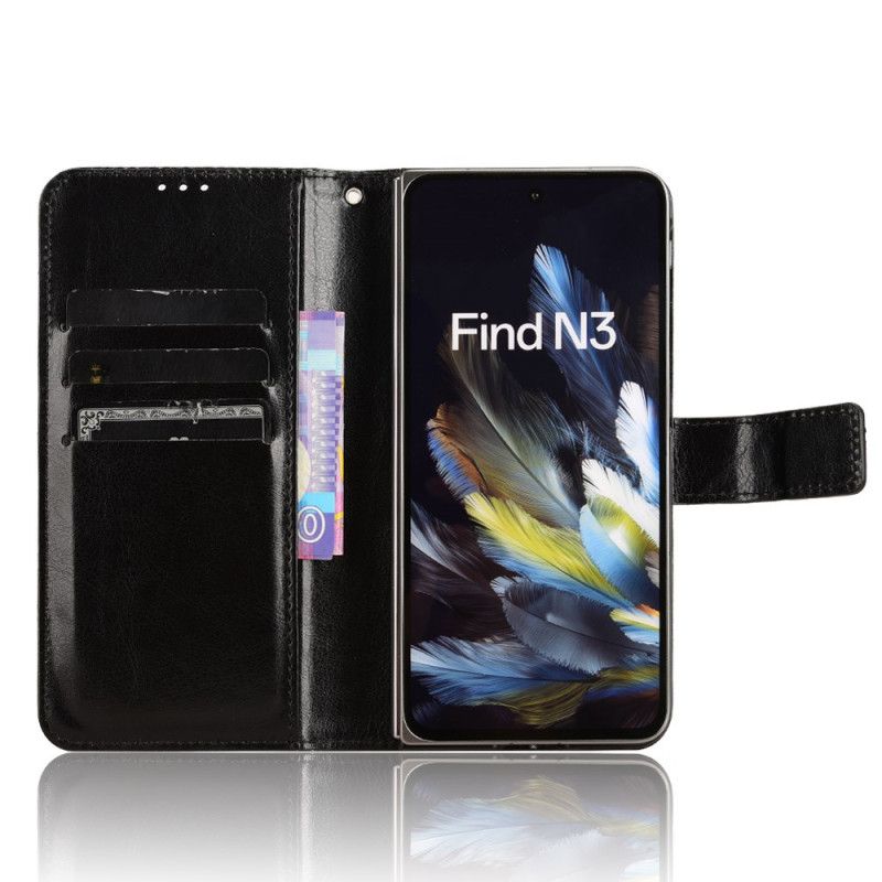 Etui Folio Oppo Find N3 Błyszcząca Sztuczna Skóra Etui Ochronne