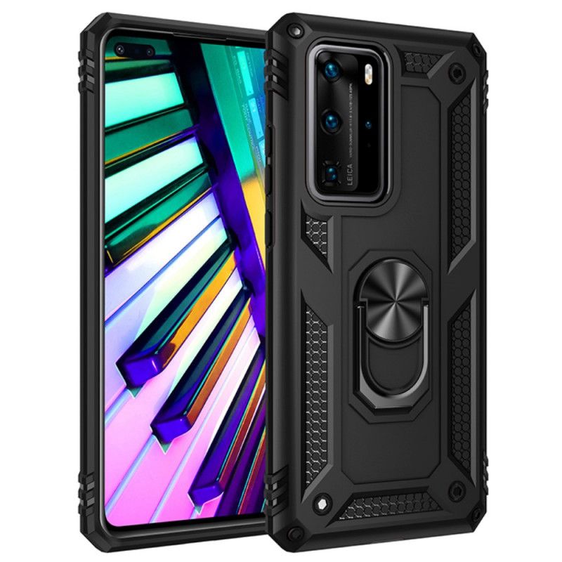 Etui Huawei P40 Pro Czerwony Czarny Pierścień Premium