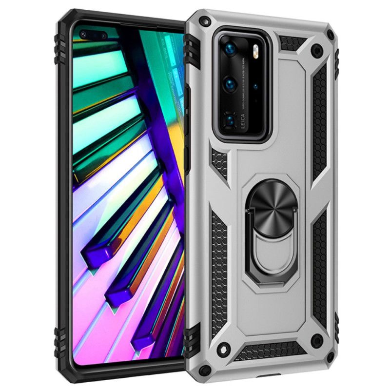 Etui Huawei P40 Pro Czerwony Czarny Pierścień Premium