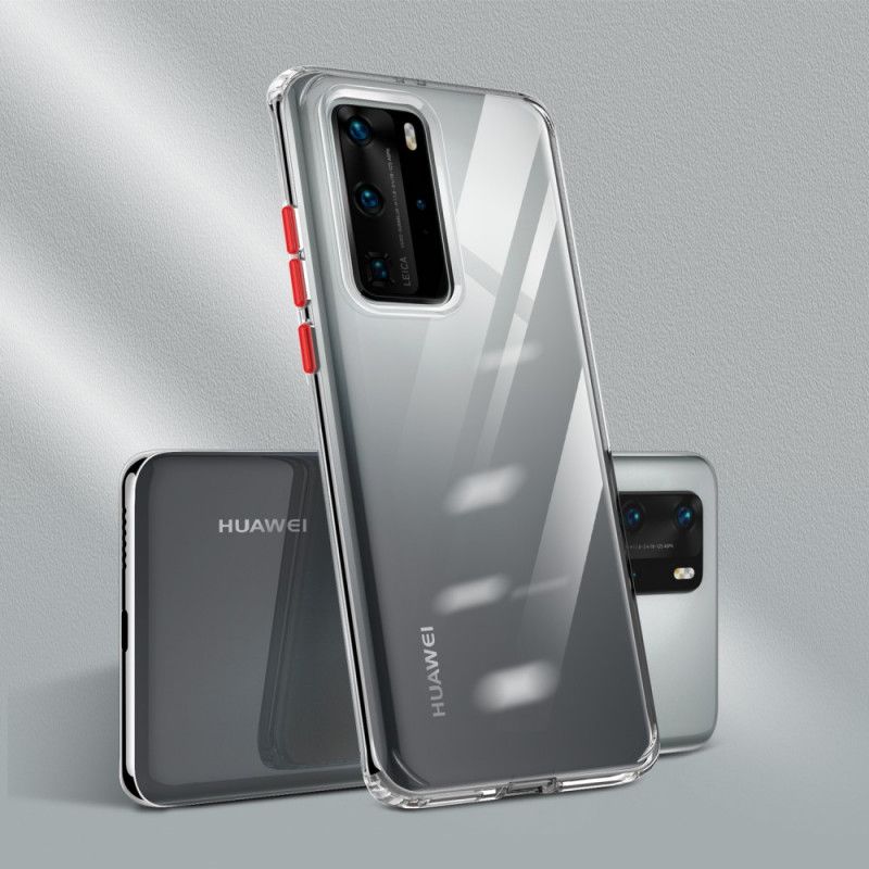 Etui Huawei P40 Pro Czerwony Czarny Przezroczyste Kolorowe Przyciski Etui Ochronne