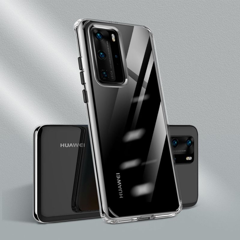 Etui Huawei P40 Pro Czerwony Czarny Przezroczyste Kolorowe Przyciski Etui Ochronne