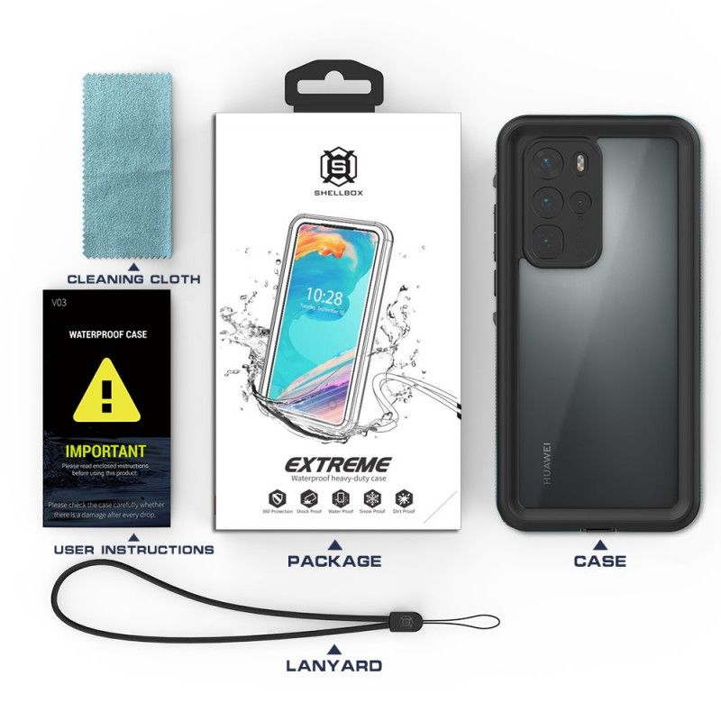 Etui Huawei P40 Pro Granatowy Czarny Wodoodporny Shellbox Etui Ochronne