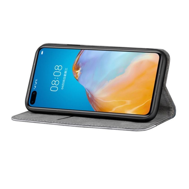 Flip Kotelot Huawei P40 Pro Czerwony Szary Dwukolorowy Efekt Skóry
