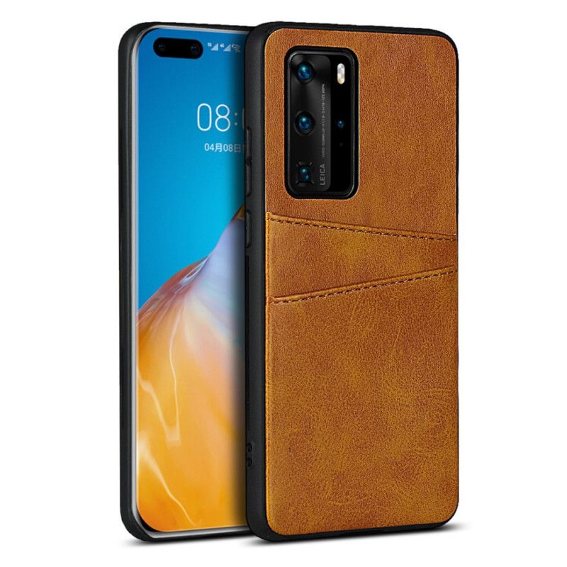 Futerały Huawei P40 Pro Czerwony Czarny Podwójne Etui Na Karty O Fakturze Skóry