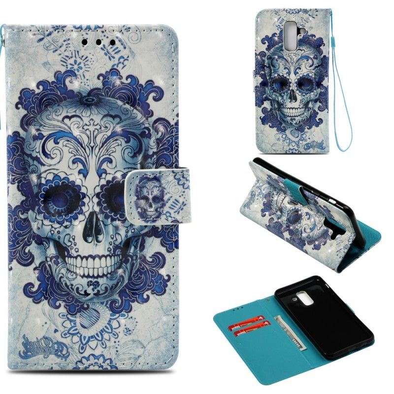 Etui Folio Samsung Galaxy A6 Plus 3D Niebieska Czaszka Etui Ochronne