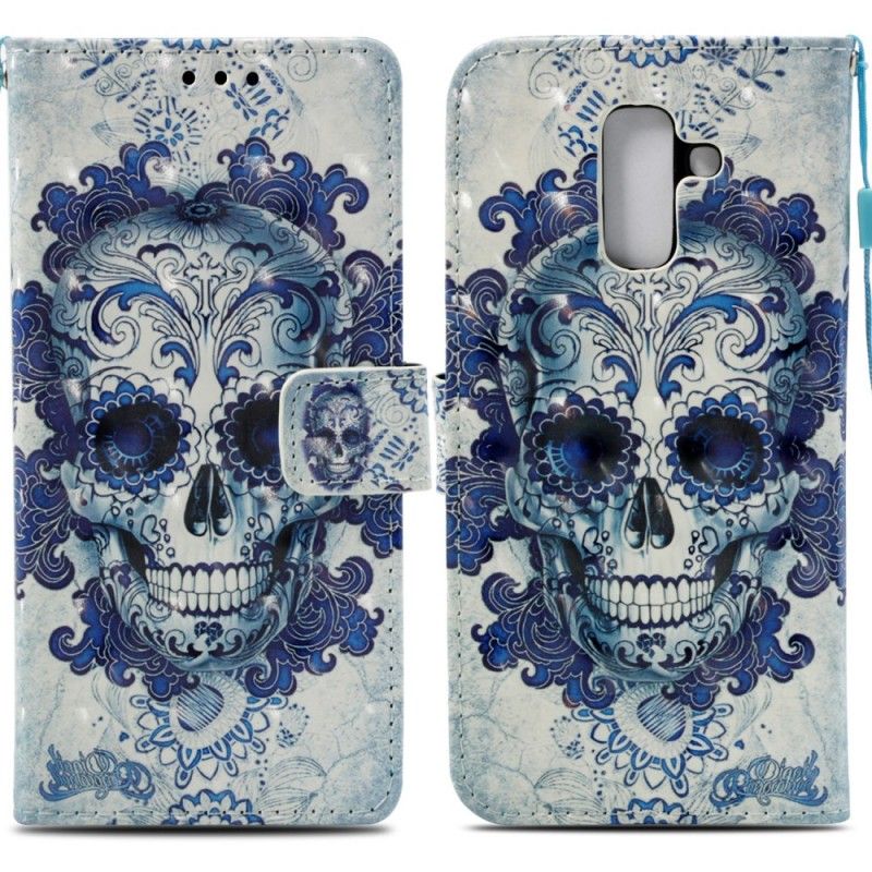 Etui Folio Samsung Galaxy A6 Plus 3D Niebieska Czaszka Etui Ochronne