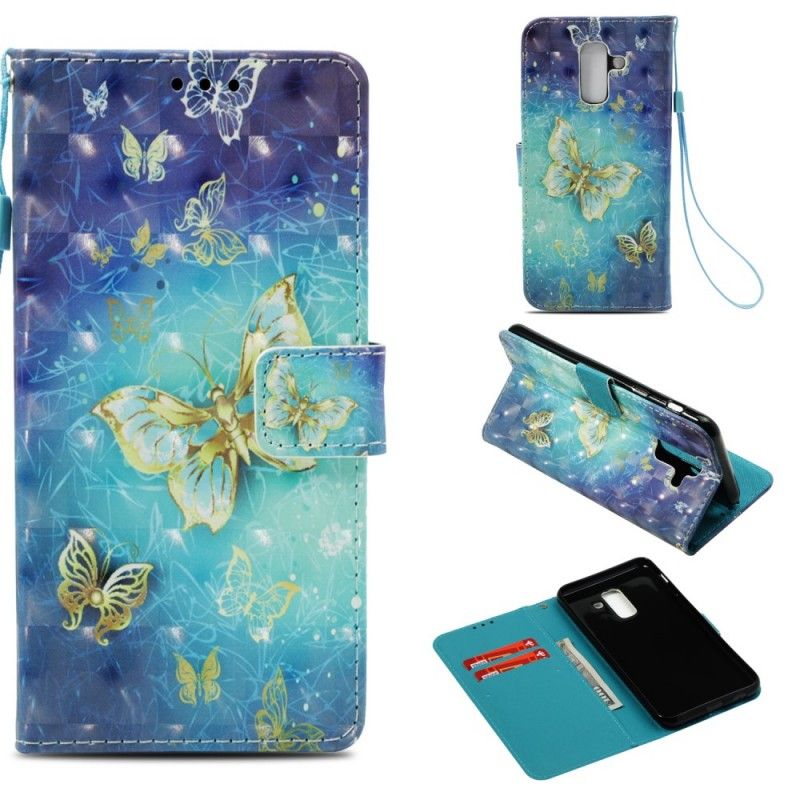 Etui Folio Samsung Galaxy A6 Plus 3D Złote Motyle