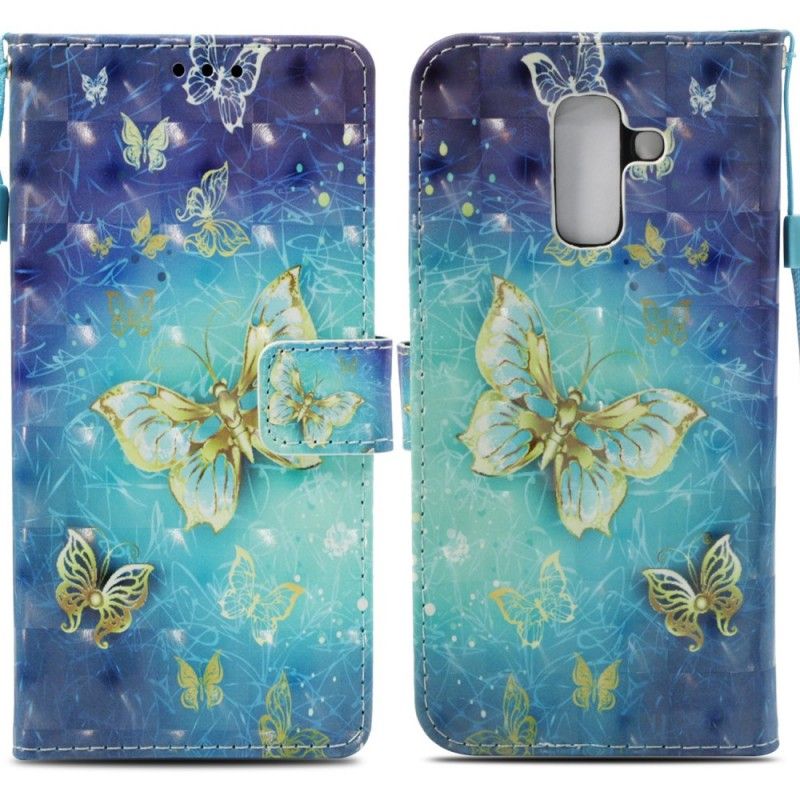 Etui Folio Samsung Galaxy A6 Plus 3D Złote Motyle