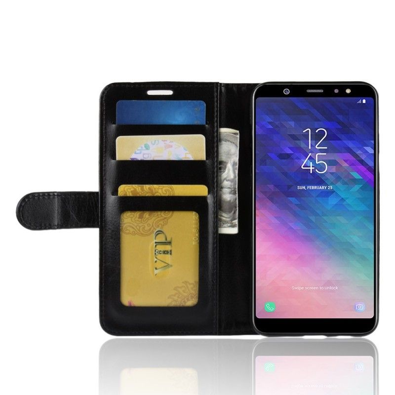 Etui Folio Samsung Galaxy A6 Plus Czerwony Czarny Efekt Skóry