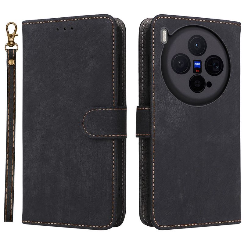 Skórzany Futerał Vivo X300 Etui Na Telefon Pasek Z Efektem Zamszu